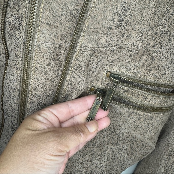 BRADLEY BAYOU women’s distressed crackle brown leather jacket Western Boho Large - Picture 13 of 17